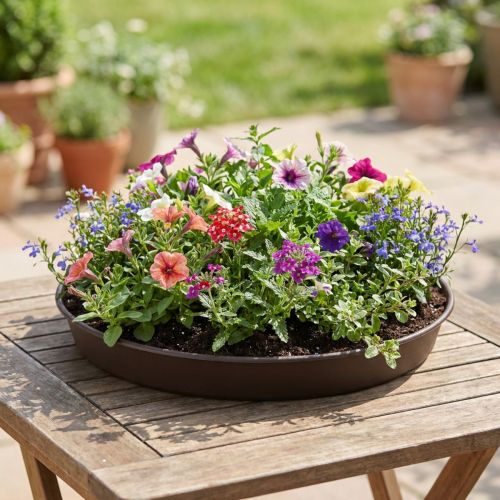 Porte-plantes rond en plastique marron avec ouverture centrale, Ø 35-55 cm | Floristik24.fr