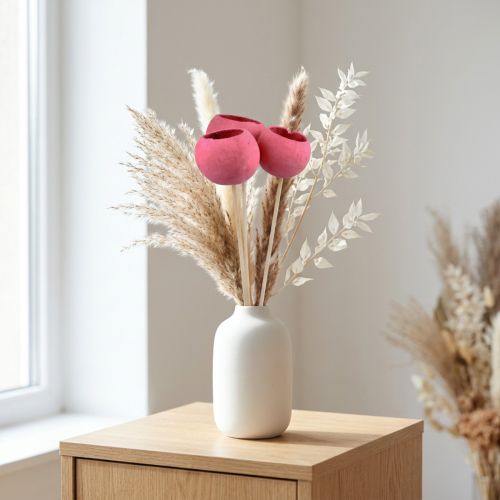 Article Trois fruits séchés Bell Cup sur tige en bois, rose, 42 cm
