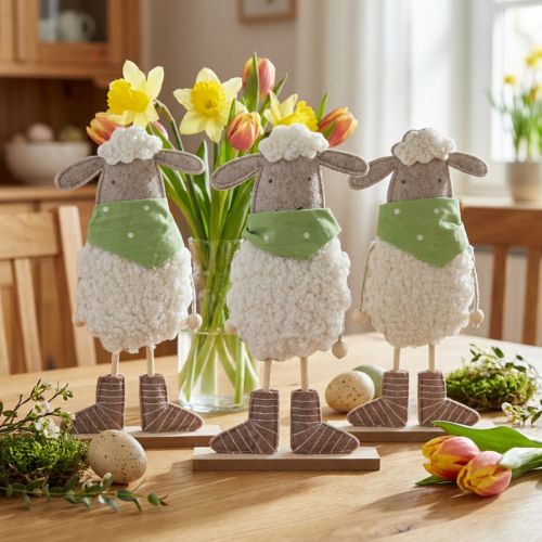 Lot de 3 figurines décoratives moutons en feutrine 37 cm | Floristik24.fr