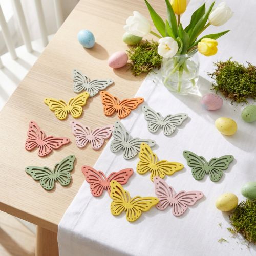 Décoration en bois papillons colorés 4,5 × 3 cm – Lot de 48 | Floristik24.fr