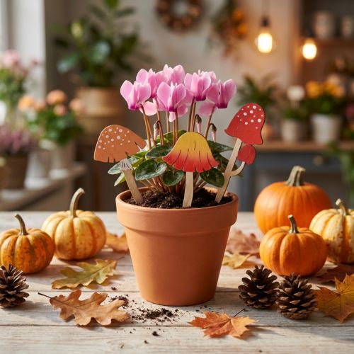 Lot de 12 Décorations Champignons en Bois sur Piques - 18 cm | Floristik24.fr