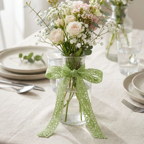 Ruban en dentelle verte 18 mm x 20 m pour décoration et loisirs créatifs | Floristik24.fr