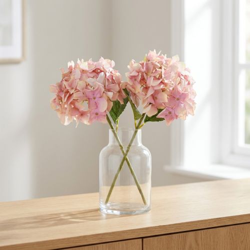 Hortensia Artificielle en Pastel Rose 58 cm - Lot de 2 | Floristik24.fr