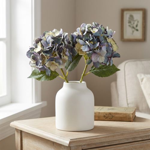 Lot de 2 hortensias artificiels bleus avec tiges flexibles – Ø15cm, L58cm | Floristik24.fr