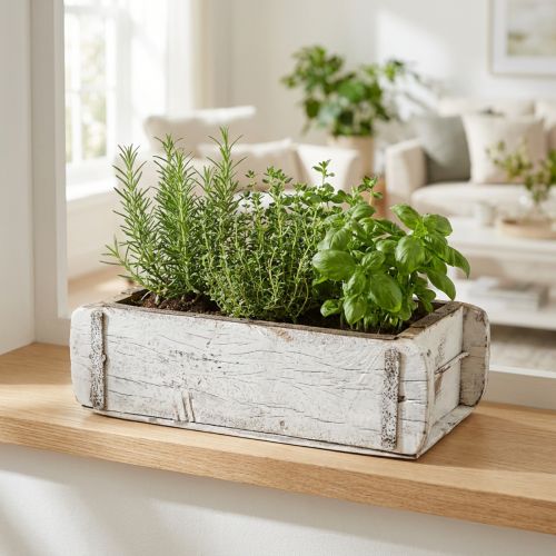 Boîte en bois avec finition blanche, style vintage, L32 cm x H9 cm | Floristik24.fr