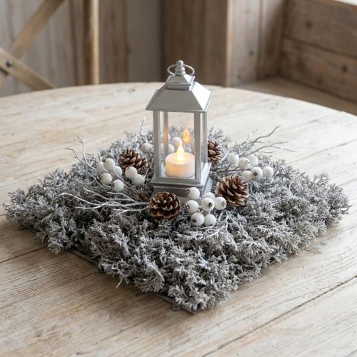 Matte de Mousse Artificielle Grise 25×25 cm pour Décoration Intérieure | Floristik24.fr