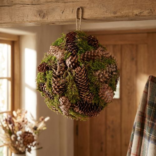 Article Boule décorative en pommes de pin et mousse Ø25 cm