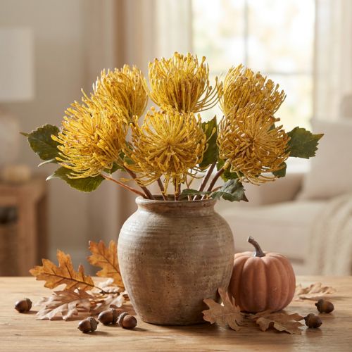 Fleurs artificielles Protea Leucospermum jaunes 30 cm, 6 pièces | Floristik24.fr