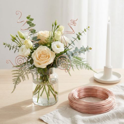 Article Fil aluminium 2 mm rose gold – 60 m, 500 g – Fil souple pour création, décoration et art floral
