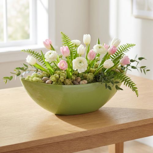 Coupe décorative vert clair en plastique 55,5 x 14 x 17,5 cm | Floristik24.fr