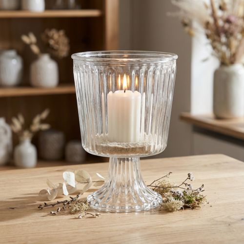 Coupe lanterne verre cannelé décoration Ø11,5cm H15cm | Floristik24.fr