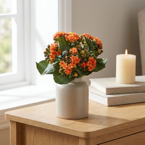 Kalanchoe artificiel orange 24 cm avec fleurs et feuillage | Floristik24.fr