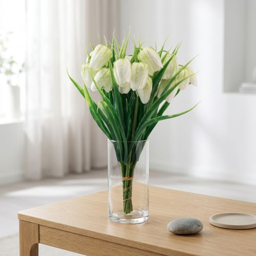 Fritillaria fleur artificielle blanche motif damier 38 cm - Lot de 6 | Floristik24.fr