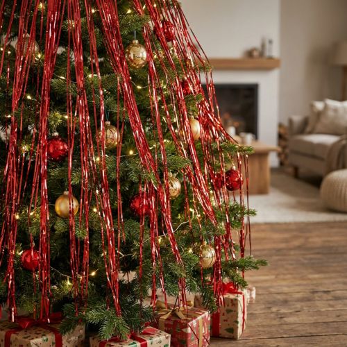 Rideau Lametta Rouge Métallisé 90 × 200 cm pour Décorations de Fêtes | Floristik24.fr