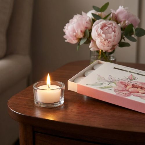 Lot de 12 Bougies Chauffe-Plat Parfumées à la Pivoine 