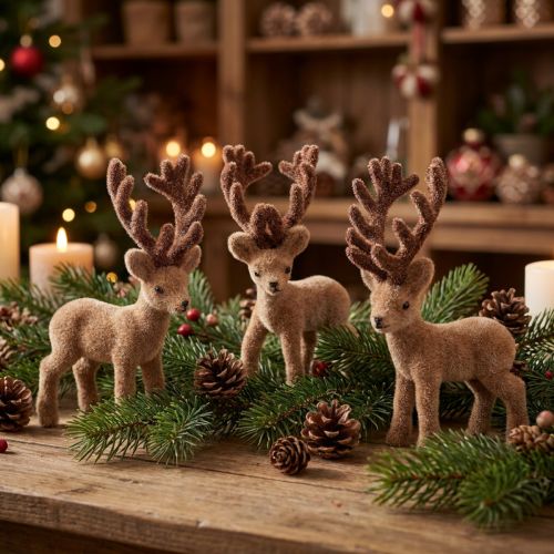 Figurines mini cerfs décoratifs marron 11 cm - Lot de 6 | Floristik24.fr