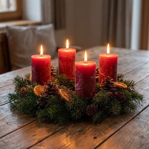 Bougies unies rouge foncé 60x100mm 4 pcs | Floristik24.fr