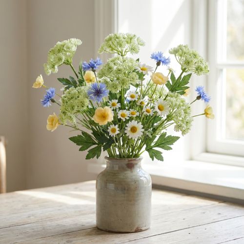 Faux bouquet de fenouil blanc décoratif 49 cm par 6 | Floristik24.fr