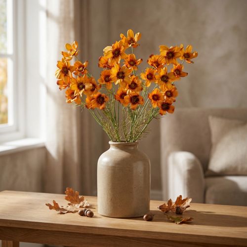 Fleurs artificielles Cosmea orange H51cm - Lot de 3 | Floristik24.fr