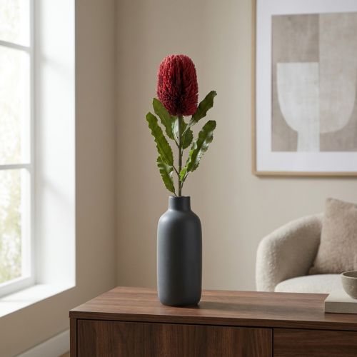 Kunstblume Banksia Rouge Bordeaux Fleur Artificielle 64 cm | Floristik24.fr