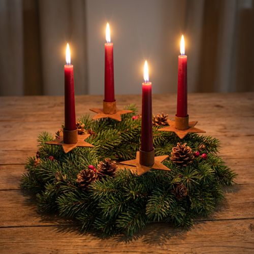 Bougeoir étoile décoratif pour bougies à coller rouille Ø5cm 4pcs | Floristik24.fr