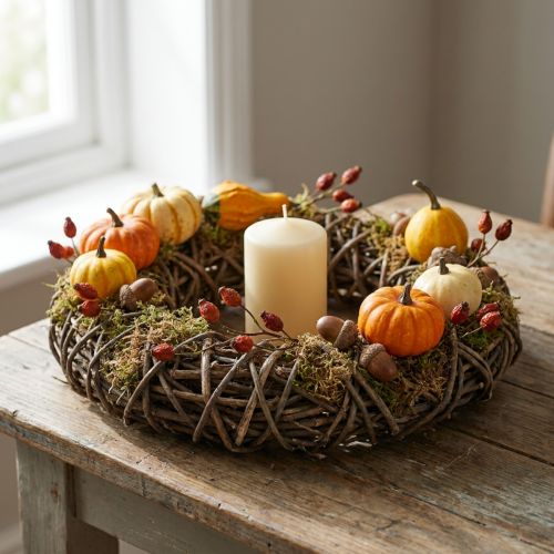 Couronne en Vignes Tressées Ø40cm, Décoration Naturelle pour Table et Mur, Style Rustique | Floristik24.fr