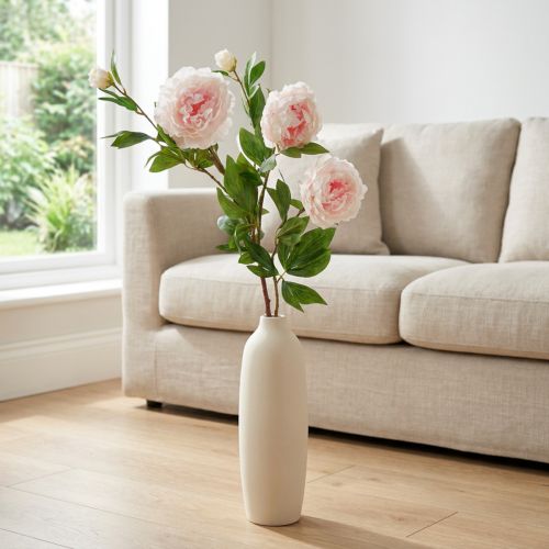 Branche de Pivoine Artificielle en Soie - Rose Clair et Blanc, 135 cm | Floristik24.fr
