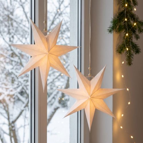 Étoiles en papier crème pliables Ø21 cm - Lot de 4 | Floristik24.fr