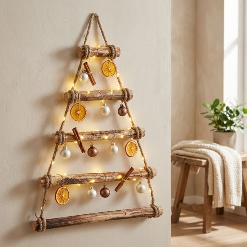 Sapin mural en bois brûlé 50×65 cm décoration Boho | Floristik24.fr