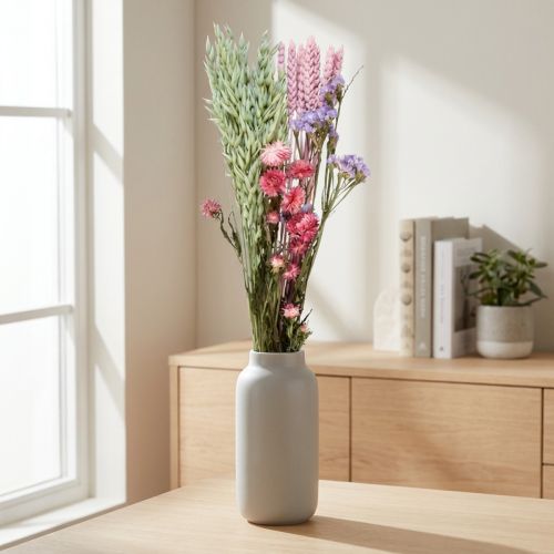 Bouquet de Fleurs Séchées Rose et Lila 58 cm | Floristik24.fr