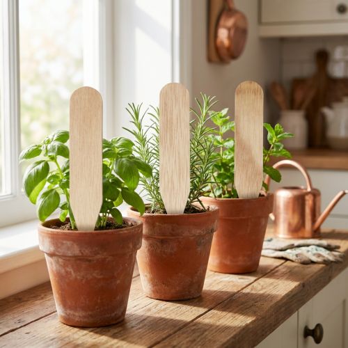 Lot de 12 étiquettes en bois pour plantes et herbes aromatiques 10 cm | Floristik24.fr