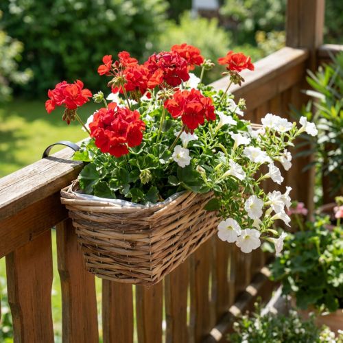 Article Jardinière suspendue en rotin naturel avec crochet - 51 cm
