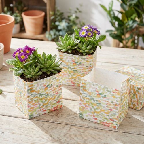 Article Sachet cadeau pliable motif aquarelle 10,5 cm, lot de 8