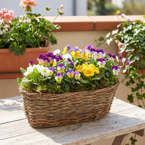Panière ovale en osier naturel pour plantes, 30 cm | Floristik24.fr