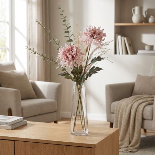 Chrysantèmes Artificielles Rose Mauve Ø13cm L72cm (Lot de 2) | Floristik24.fr