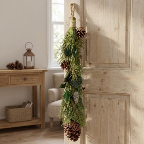 Décoration suspendue de Noël en pommes de pin, aiguilles de pin et eucalyptus L60 cm – Style naturel | Floristik24.fr