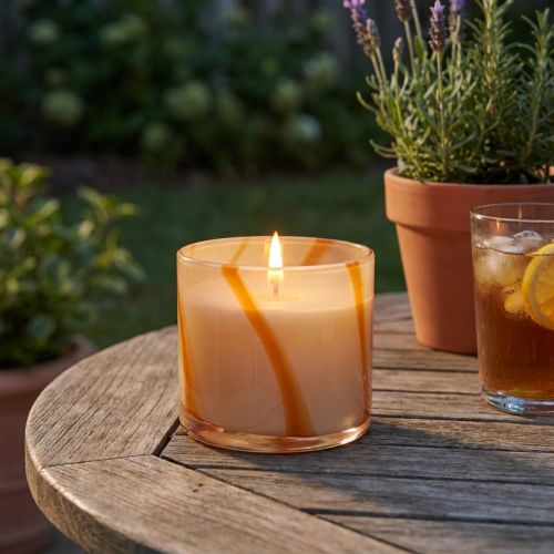Bougie parfumée en verre au citron, style rétro, Ø8 cm H8 cm | Floristik24.fr