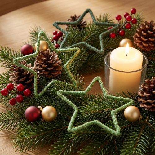 Étoiles en Jute Vertes pour Décoration de Noël 15 cm - Lot de 8 | Floristik24.fr