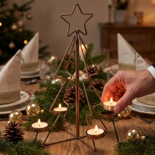 Photophore sapin de Noël en bronze Ø27cm H38cm | Floristik24.fr