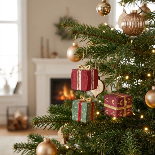 Étiquettes cadeaux de Noël en papier mâché, 6 cm, lot de 3 | Floristik24.fr