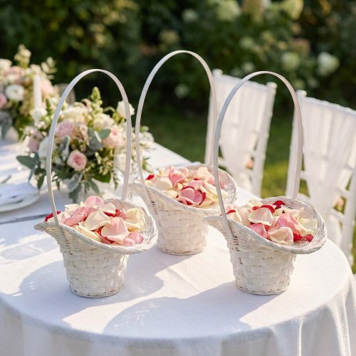 Panier en osier blanc pour pétales et décorations – Lot de 3 | Floristik24.fr