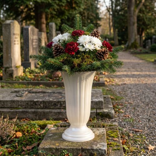 Vase décoratif blanc nacré en plastique Ø28cm | Floristik24.fr