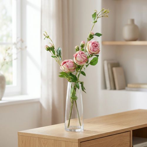 Branche artificielle de roses roses, 100 cm | Floristik24.fr