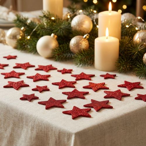 Étoiles décoratives rouges avec paillettes 4-5 cm - Lot de 40 | Floristik24.fr