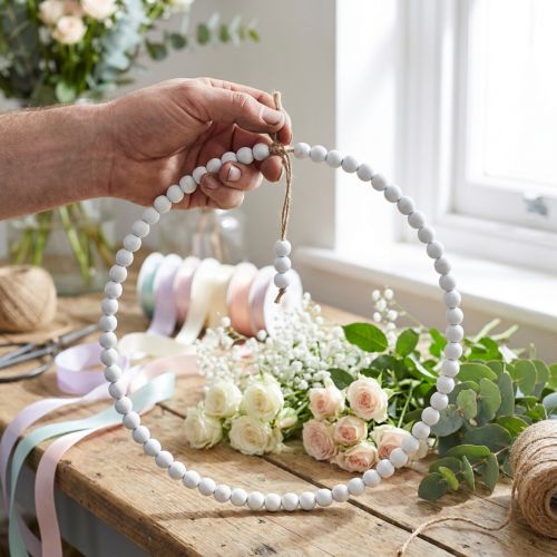 Couronne Décorative en Perles Blanches Ø28cm - Lot de 4 | Floristik24.fr