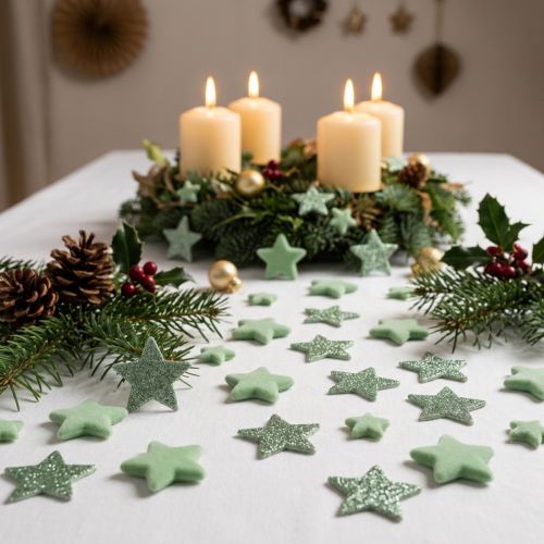 Étoiles à Saupoudrer de Noël Vertes Ø4/5 cm - Lot de 40 | Floristik24.fr