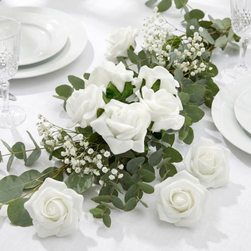 Rose en mousse Ø 3,5cm blanche 48 pcs | Floristik24.fr