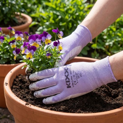 Gants de Jardinage Blanc et Mauve Taille 8 Kixx | Floristik24.fr