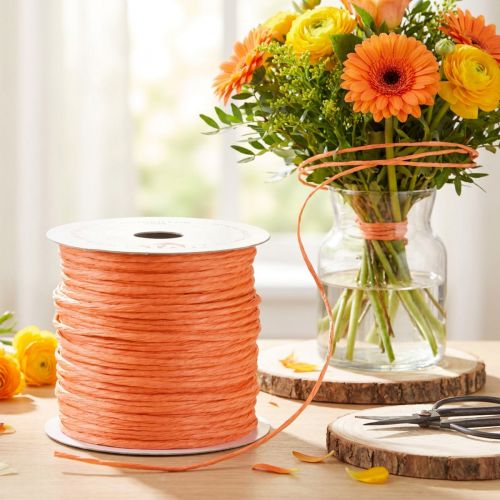 Fil métallisé recouvert de papier orange 50 m | Floristik24.fr