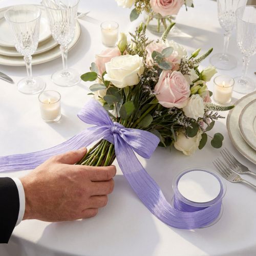 Ruban décoratif flieder effet froissé 50 mm x 20 m | Floristik24.fr